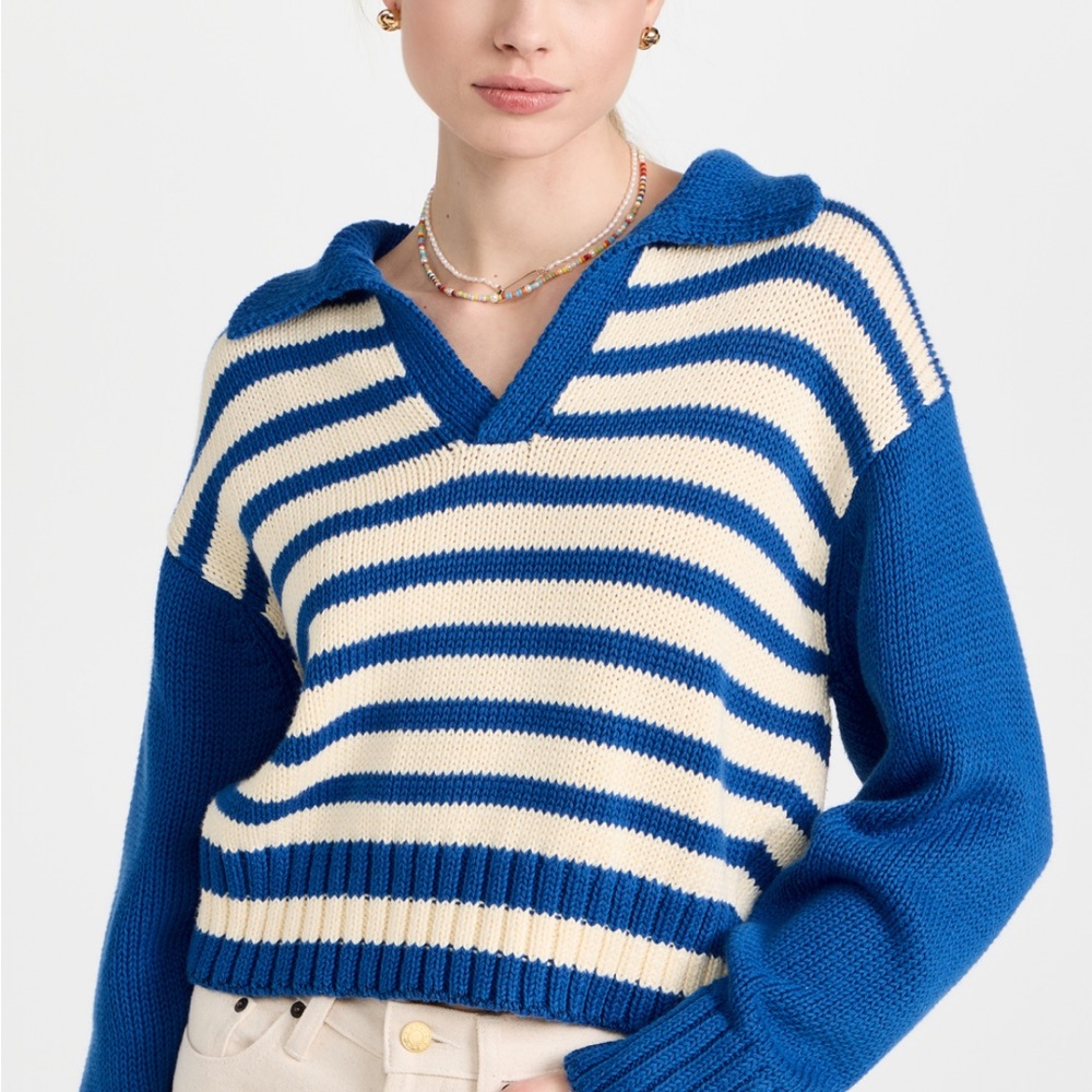 Ciao Lucia Blue and White Striped Women's Sweater NBW
